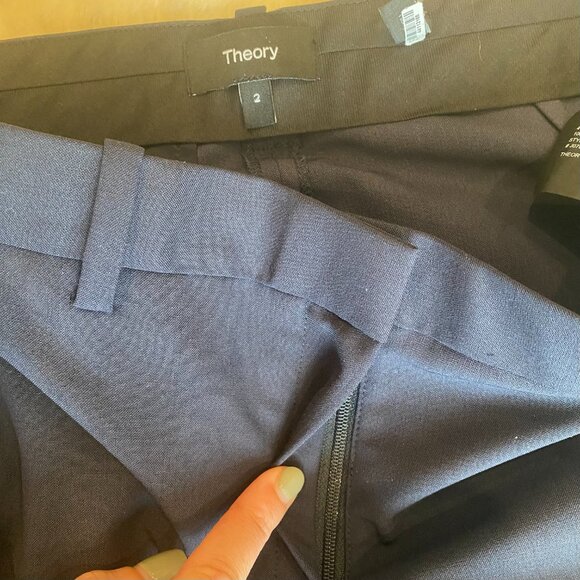Theory Trecca Full Length Pant Good Wool Navy Sz 2 - Picture 7 of 12